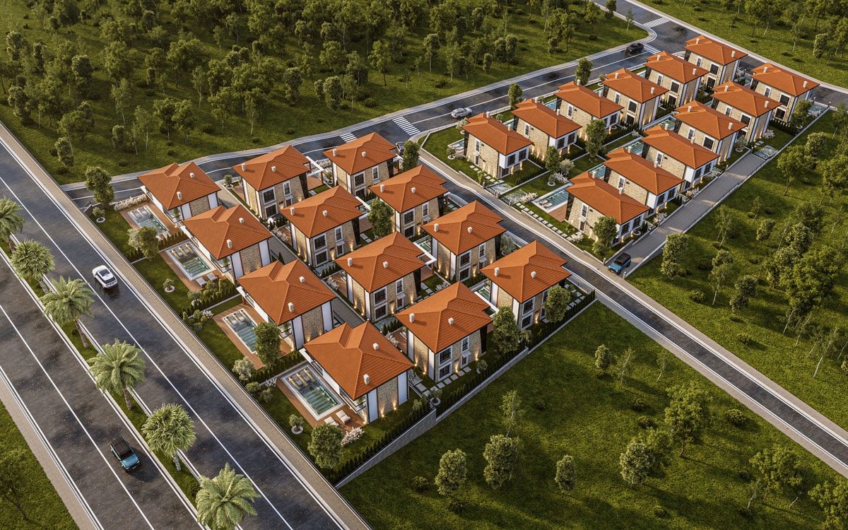 4+1 Veranda dahil 160m2 özel havuzlu, otoparklı doğal taş villalar lansmana özel fiyat avantajları